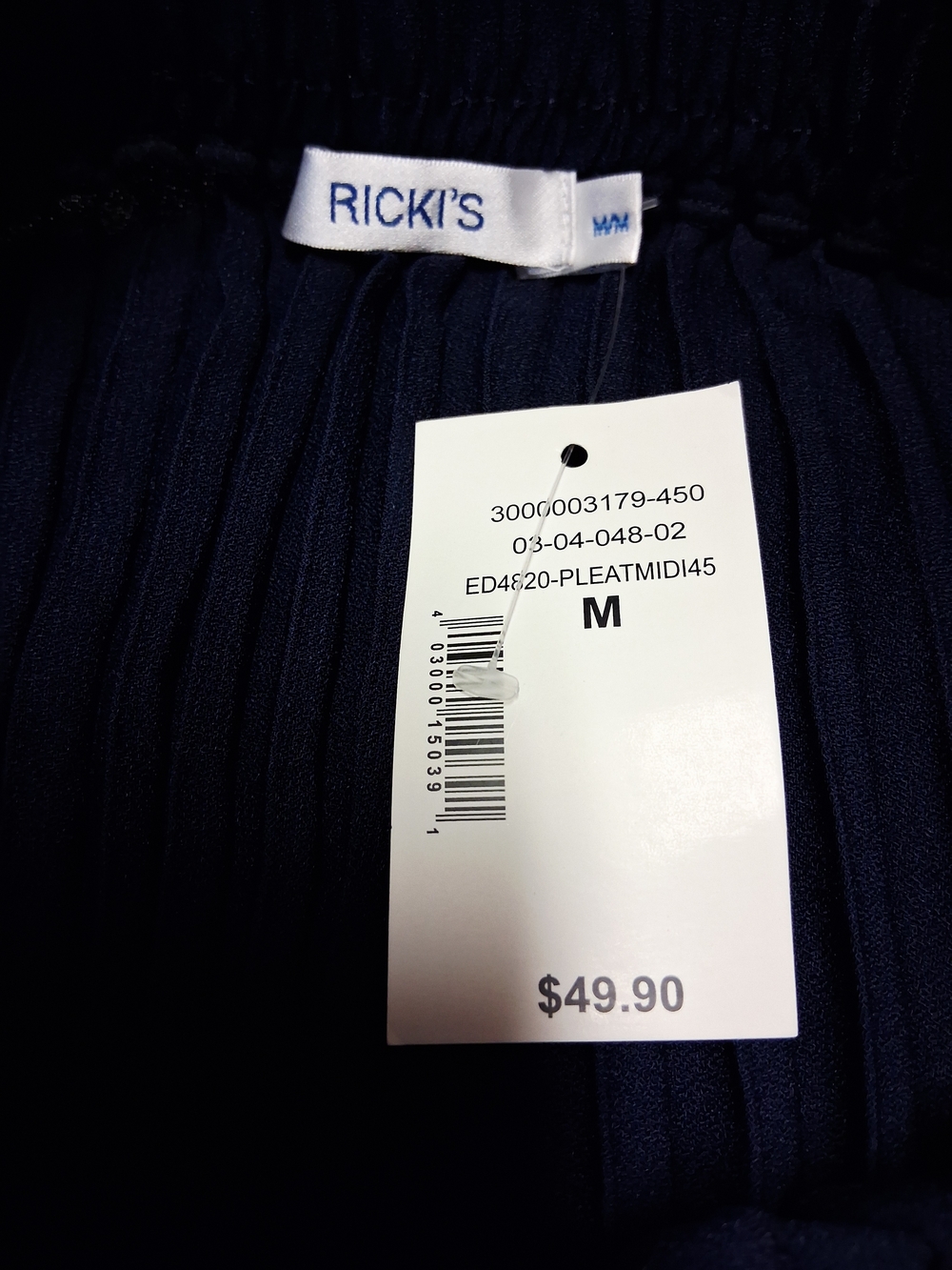 Ricki's Navy Pleated Midi Skirt - Picture 5 of 5